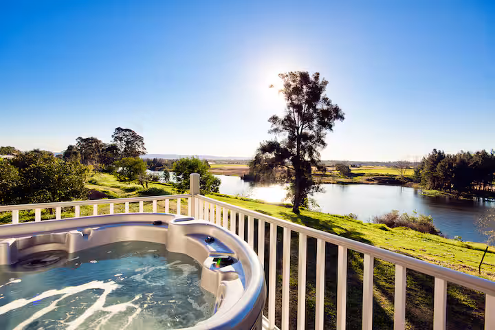Bedroom at Cornwallis House overlooking the Hawkesbury River